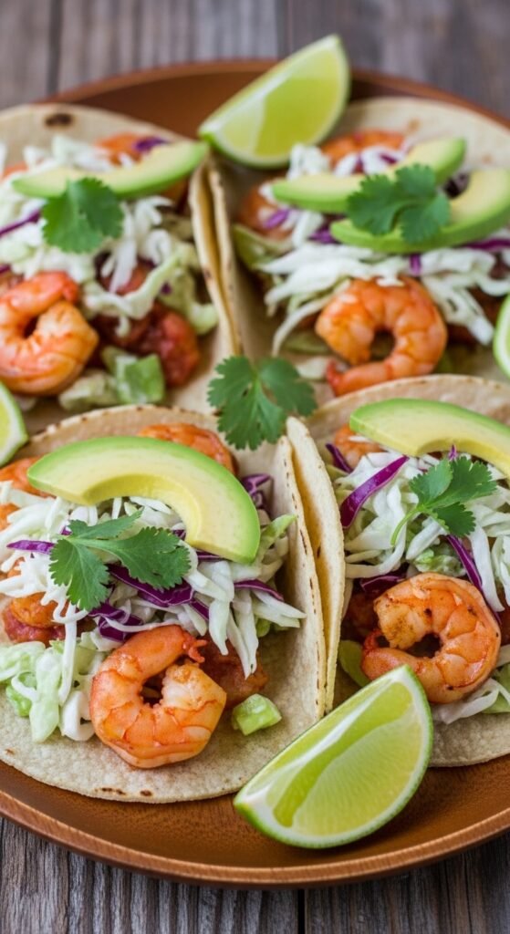 Spicy Shrimp Tacos with Cilantro Lime Slaw