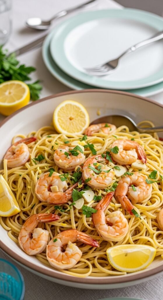 Lemon Garlic Shrimp Pasta