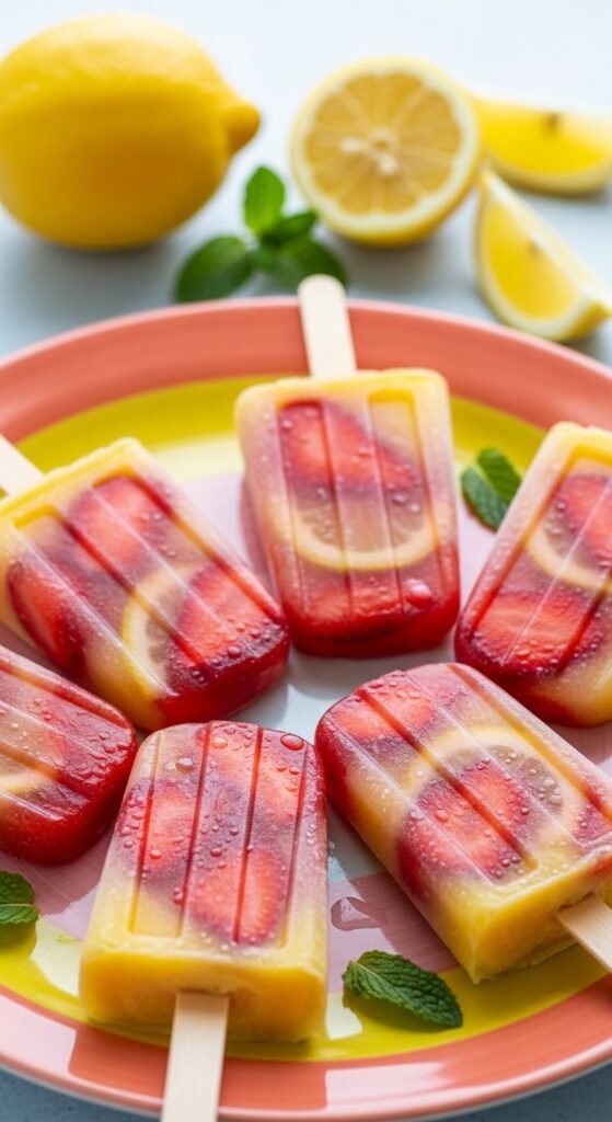 Strawberry Lemonade Popsicles