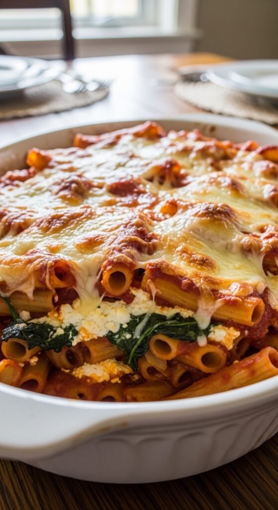 Baked Ziti with Spinach