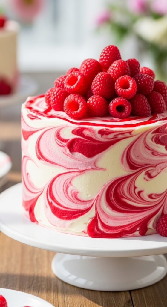 Raspberry Ripple Buttercream Cake