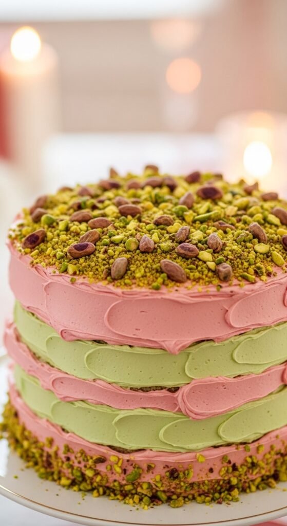 Pistachio Rose Celebration Cake