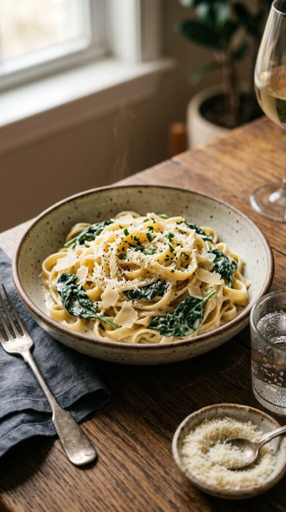 Creamy Garlic Spinach Pasta