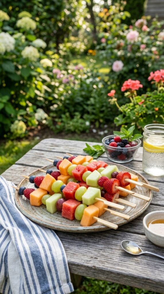 Fruit Skewers with Yogurt Dip
