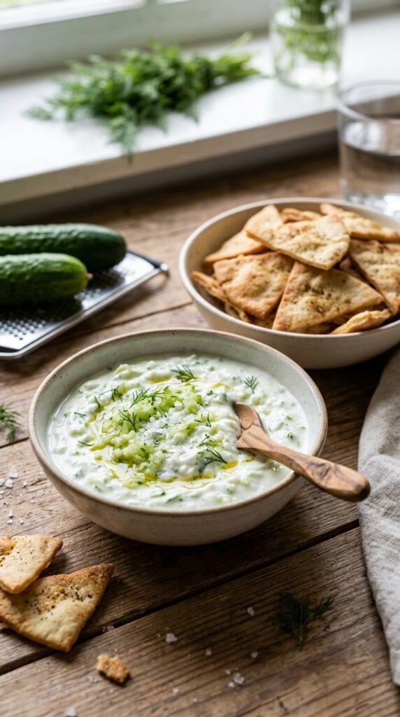 Cucumber Yogurt Dip with Chips
